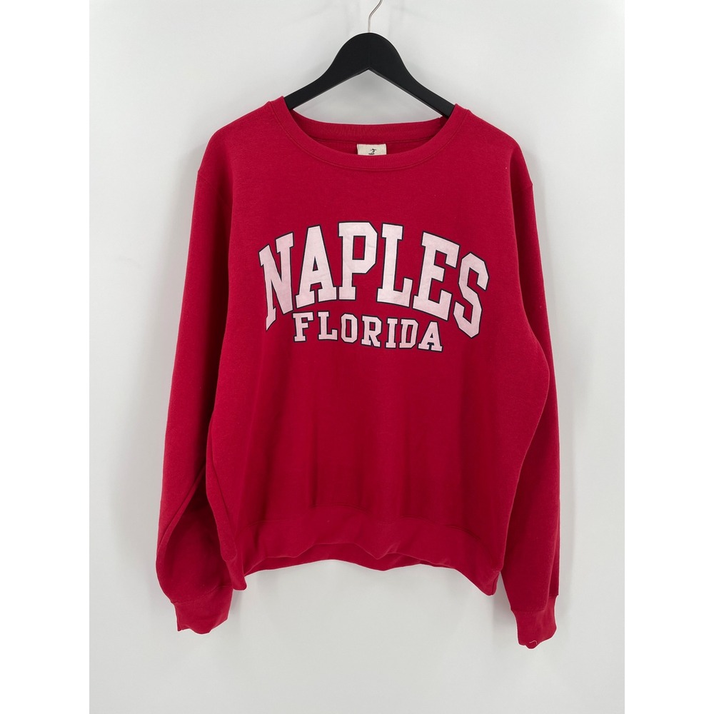 Alvins Island Naples Florida Sweatshirt Large Red Collegiate Souvenir Crewneck